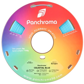 Vedere frontala rola filament Polymaker Panchroma Celestial Blue 1kg - Filamente3D.ro