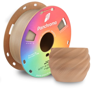 Vaza printata si rola de filament din care a fost printata - Polymaker Panchroma PLA Dual Gradient Matte Wood - Filamente3D.ro