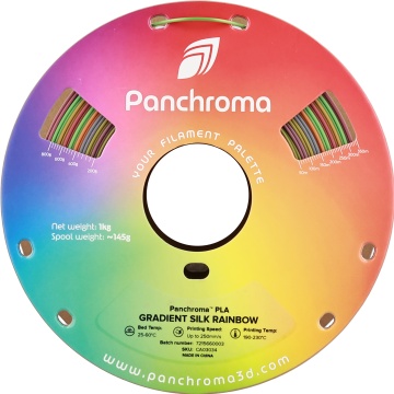 Vedere frontala rola de filament Polymaker Panchroma PLA Silk Gradient Rainbow 1kg - Filamente3D.ro