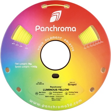 Rola lateral Panchroma Luminous Yellow – galben fosforescent, straluceste in intuneric - ideal pentru imprimare precisa - Filamente3D.ro