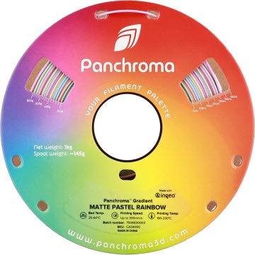 Vedere frontala rola filament Polymaker Panchroma PLA Gradient Matte Pastel Rainbow 1kg - Filamente3D.ro