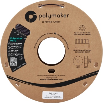 Vedere frontala rola de filament 1.75 mm Polymaker PETG Dark Purple 1kg - Filamente3D.ro