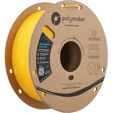 Vedere axonometrica rola de filament 1.75mm Polymaker PLA Pro - High Speed Tough PLA Yellow (galben) 1kg