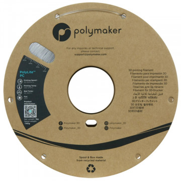 Vedere frontala filament Polymaker PolyLite PC Transparent 1kg - Filamente3D.ro