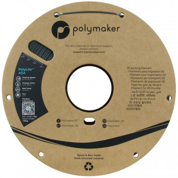 Vedere frontala filament Polymaker PolyLite ASA Dark Gray 1kg - Filamente3D.ro