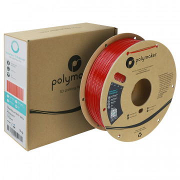 Ambalaj si rola de filament Polymaker PolyFlex TPU95A HF Translucent Red 1kg - Filamente3D.ro