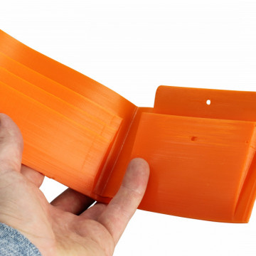Detaliu portofel printat 3D din filament Polymaker PolyFlex TPU-95A Orange 750g - Filamente3D.ro