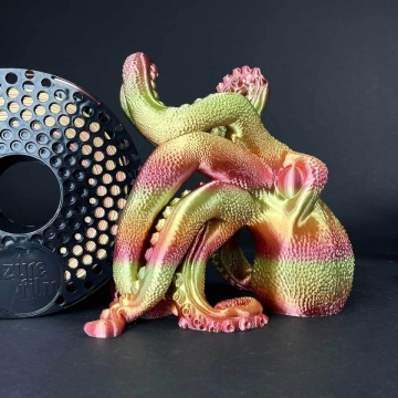 Macro caracatita printata din filament AzureFilm PLA Silk Rainbow Harmony 1kg - Filamente3D.ro