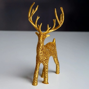 Statueta cerb printata din filament AzureFilm PLA Silk Gold 1kg - Filamente3D.ro