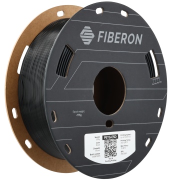Axonometrie rola de filament 1.75 mm Polymaker Fiberon PETG-ESD Black (negru) 500g - Filamente3D.ro