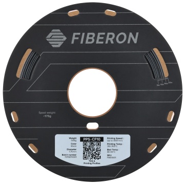 Vedere frontala rola de filament 1.75 mm Polymaker Fiberon PPS-CF10 Black (negru) 500g - Filamente3D.ro