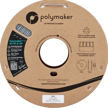 Rola vedere frontala filament Polymaker HT-PLA-GF Grey 1kg - Filamente3D.ro