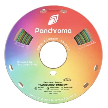 Vedere frontala rola de  filament Polymaker Panchroma PLA Gradient Translucent Rainbow 1kg - Filamente3D.ro