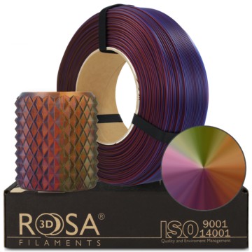 Filament 1.75 mm Rosa 3D ReFill PLA Magic Silk Vintage Glass (albastru tr - galben tr - roz tr) 1kg