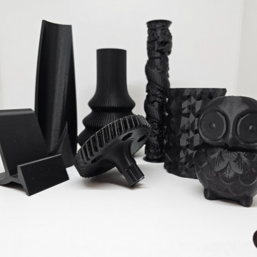 Piese printate din filament 1.75mm F3D Premium PLA-HD Black (negru) 1kg - Filamente3D.ro