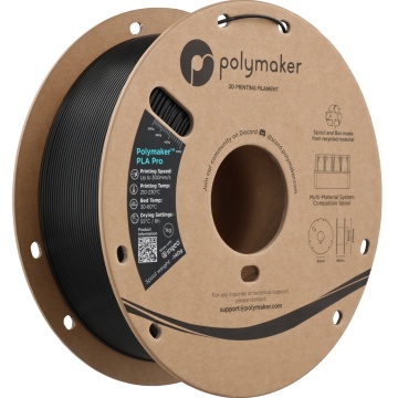 Vedere axonometrica rola de filament 1.75mm Polymaker PLA Pro - High Speed Tough PLA Black (negru) 1kg