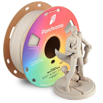 Omul de stiinta Polymaker si rola de filament din care a fost printat, Panchroma Matte PLA Army Beige - Filamente3D.ro