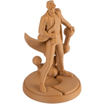 Statueta Polyman Polymaker printat 3D din filamentul Panchroma Matte PLA Wood Brown - Filamente3D.ro