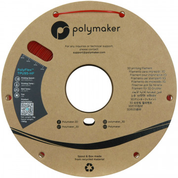Vedere frontala rola de filament Polymaker PolyFlex TPU95A HF Translucent Red 1kg - Filamente3D.ro