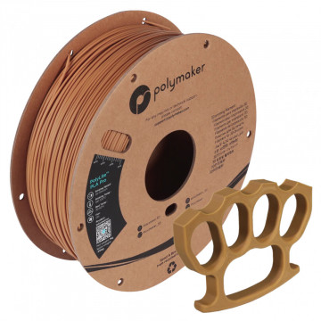 Forma printata 3D din filament Polymaker PolyLite PLA PRO Army Beige (maro)1kg si vedere rola - Filamente3D.ro