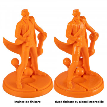Statuete printate din filament Polymaker PolySmooth Orange 750g - inainte si dupa postprocesare cu alcool izopropilic - Filamente3D.ro