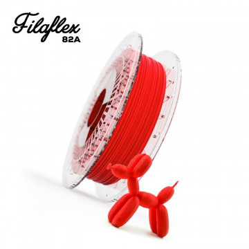 Catel printat 3D din filament Recreus FilaFlex Original 82A Red (rosu) 500g si rola si text - Filamente3D.ro