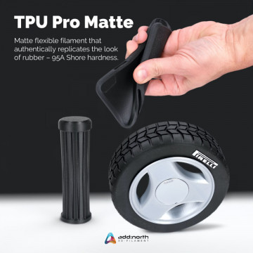 Cauciuc macheta auto printata din filament add:north TPU Pro Matte 95A Black 1kg - Filamente3D.ro
