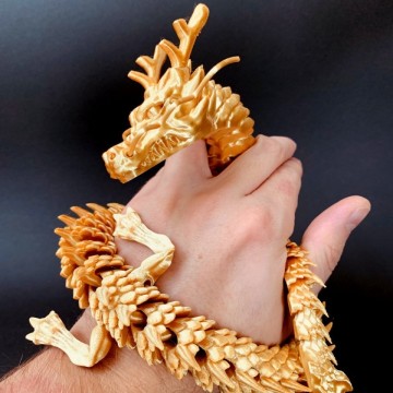 Dragon printat din filament Fiberlogy FiberSilk Bronze 850g - Filamente3D.ro