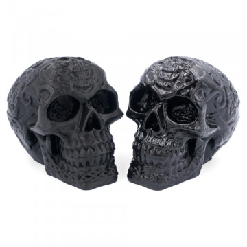 Craniu printat din filament Fiberlogy Fibersmooth Black 500g - inainte si dupa postprocesare - Filamente3D.ro