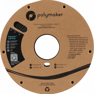 Vedere frontala rola de filament Polymaker PolyLite LW-PLA Black 800g - Filamente3D.ro