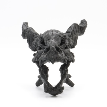 Vedere frontala craniu fantasy printat din filament Polymaker PolyLite LW-PLA Black 800g - Filamente3D.ro