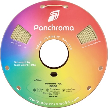 Vedere frontala rola de filament Polymaker Panchroma PLA Beige 1kg - Filamente3D.ro