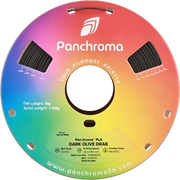 Vedere frontala rola de filament Polymaker Panchroma PLA Dark Olive Drab 1kg - Filamente3D.ro