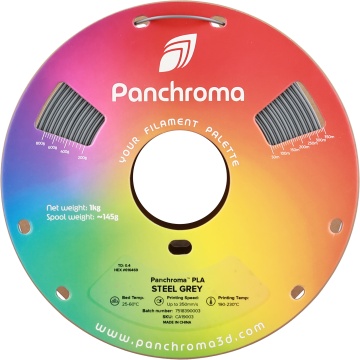 Vedere frontala rola de filament Polymaker Panchroma PLA Steel Grey 1kg - Filamente3D.ro