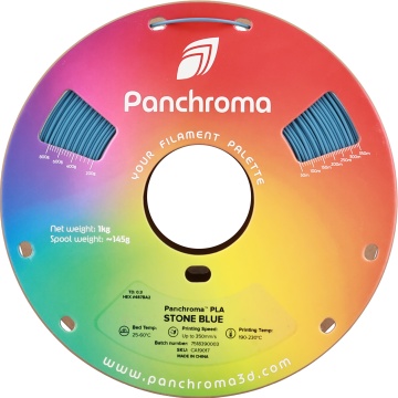 Vedere frontala rola de filament Polymaker Panchroma PLA Stone Blue 1kg - Filamente3D.ro