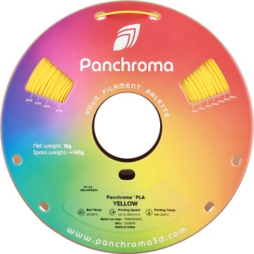 Vedere frontala rola de filament Polymaker Panchroma PLA Yellow 1kg - Filamente3D.ro