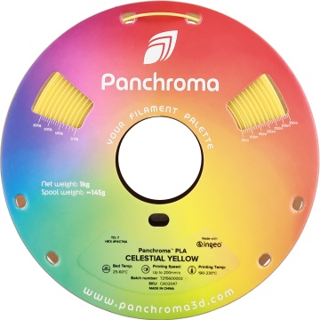Vedere frontala rola de filament Panchroma PLA Celestial Yellow 1kg - Filamente3D.ro