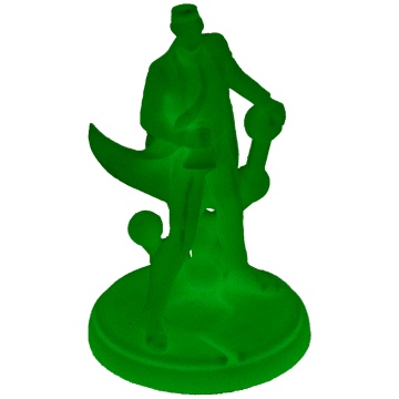 Statueta Polyman in intuneric printata 3D din filament 1.75 mm Polymaker Panchroma PLA Glow Green (verde) 1kg - Filamente3D.ro