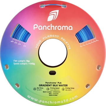 Vedere frontala rola de filament Polymaker Panchroma PLA Silk Gradient Water 1kg - Filamente3D.ro