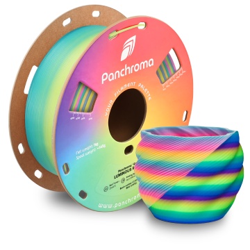 Rola filament 3D si print Panchroma Gradient Luminous Rainbow – un curcubeu fosforescent, straluceste in intuneric - ideal pentru imprimare precisa - 1kg - Filamente3D.ro