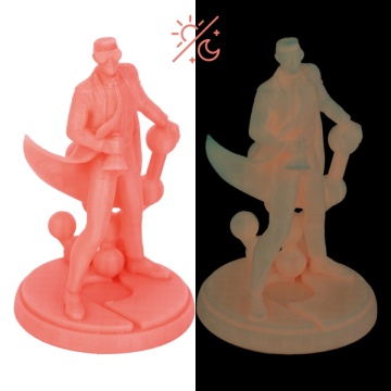 Statueta Polyman printata din filament Panchroma Luminous Pink – roz fosforescent, straluceste in intuneric - ideal pentru imprimare precisa - Filamente3D.ro