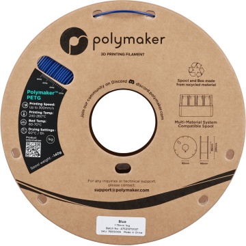 Vedere frontala rola de filament 1.75 mm Polymaker PETG Blue 1kg - Filamente3D.ro