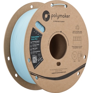 Vedere axonometrica rola de filament 1.75mm Polymaker PLA Pro - High Speed Tough PLA Light Blue (albastru) 1kg