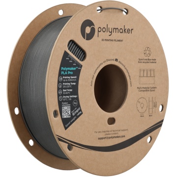 Vedere axonometrica rola de filament 1.75mm Polymaker PLA Pro - High Speed Tough PLA Metallic Chrome (argintiu) 1kg