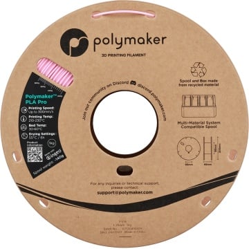 Vedere frontala rola de filament 1.75mm Polymaker PLA Pro - High Speed Tough PLA Pink (roz) 1kg