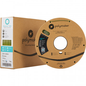 Rola si ambalaj filament Polymaker PolyLite ASA Army Green 1kg - Filamente3D.ro