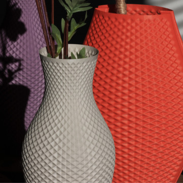 Vaze printate din Panchroma Matte PLA Muted Red si Muted White