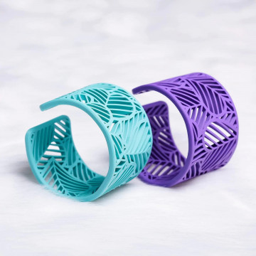 Bratari printate 3D din filament Polymaker PolyMax Tough PLA Teal 750g si Purple - Filamente3D.ro