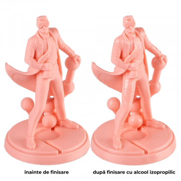 Statuete printate 3D din filament Polymaker PolySmooth Pink 750g - inainte si dupa postprocesare cu alcool izopropilic - Filamente3D.ro