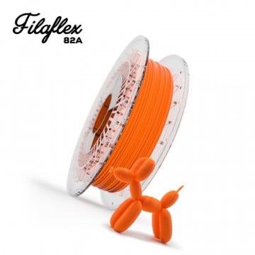 Catel printat 3D din filament Recreus FilaFlex Original 82A Orange (portocaliu) 500g si rola si text - Filamente3D.ro